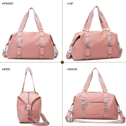 Travel Duffle Bag,Gym Bag for Women Weekender Carry on Overnight Bag Personal Item Bags Yoga Tote Bag with Wet Pocket Toiletry Makeup Bags for Sport Dance Trips Hospital Pink