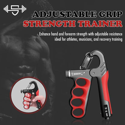 Adjustable Grip Strength Trainer Hand Gripper for Grip Strength, Forearm & Wrist Strengthener, Hand Exerciser for Strength Training & Therapy 11-220Lbs(5-100KG) | Red