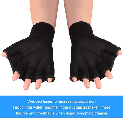Sumind 2 Pairs Swimming Gloves Aquatic Training Gloves Neoprene Mittens Webbed Fitness Water Aerobics Resistance Training for Women Men Swimming Diving(Large,Black)