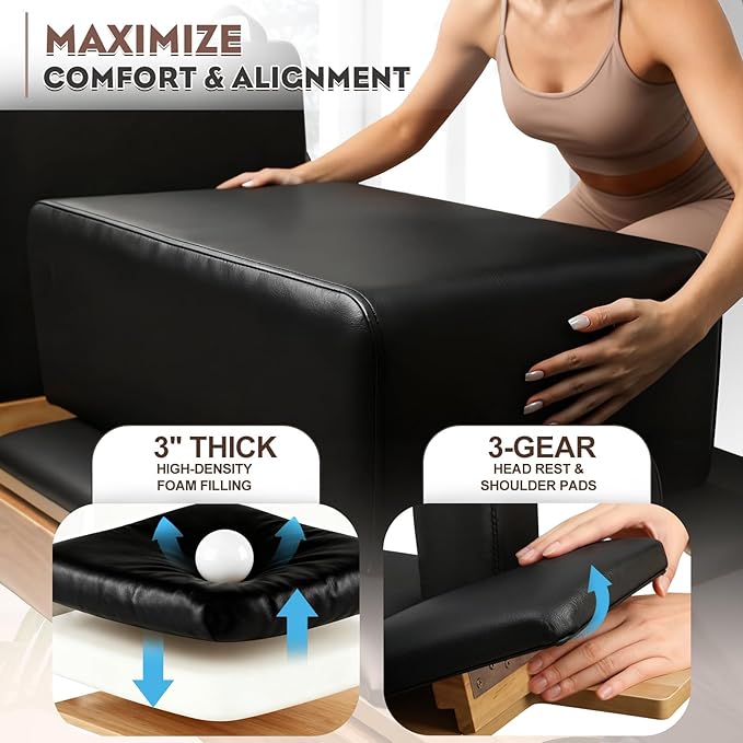 Pilates Reformer, Wooden Foldable Pilates Machine for Home Use, All-in-One Studio Equipment with 6 Springs, Jump Board, Sitting Box & Accessories 3t3 libras