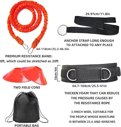 Speed Training Equipment, Resistance Bungee Band Multi-Sport Exercise Set Improve Focus Explosive Agility Power Strength Vertical Jumping Basketball Tennis Football Volleyball