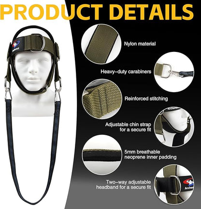 Fitness Neck Head Harness Trainer, Adjustable Chin Strap and Head Harness Strength, Neoprene Neck Exerciser for Weight Lifting, Home and Gym Use