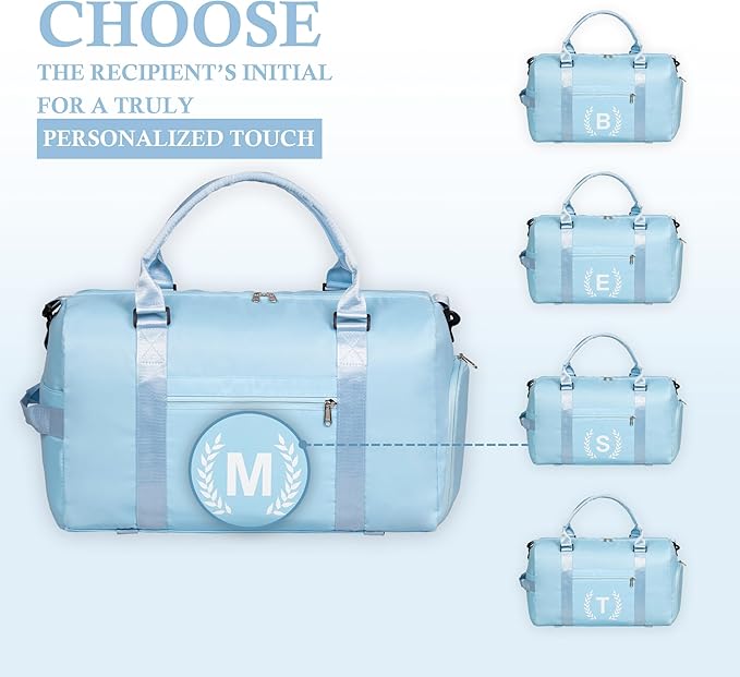 Gym Bag for Women, Personalized Duffle Bag with Shoe Compartment, Sports Bag for Yoga & Dance with Wet Pocket and Mat Strap.