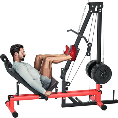 VIVITORY Leg Press Machine & LAT Pull Down - Heavy Duty Full Body Workout Equipment for Home Gym, Effective for Glutes, Hamstrings & Quads, Includes Weight Storage