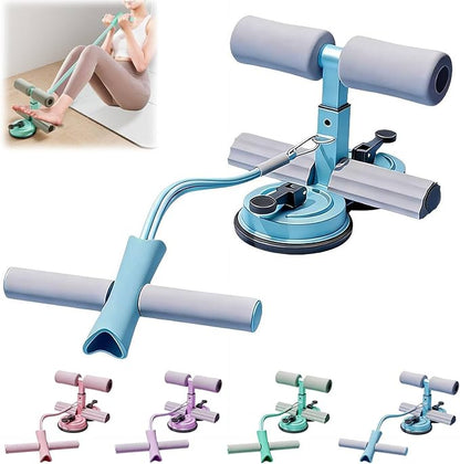 Sit Up Bar with Dual Suction Cups, 3-Level Adjustable Height Ab Workout Equipment for Home Gym, Double-Layer NBR Foam Pad for Foot Holder, Portable Core Strength Trainer for Men Women