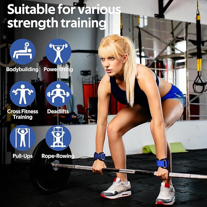 Weight Lifting Wrist Strap，Double Layer Leather Wrist Wraps with Neoprene Padding for Weightlifting & Deadlifts – Adjustable Gym Straps for Men & Women