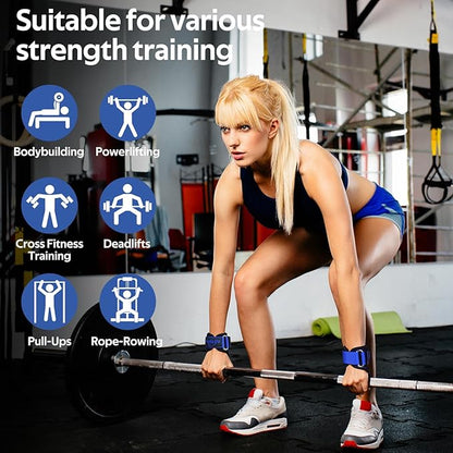 Weight Lifting Wrist Strap，Double Layer Leather Wrist Wraps with Neoprene Padding for Weightlifting & Deadlifts – Adjustable Gym Straps for Men & Women