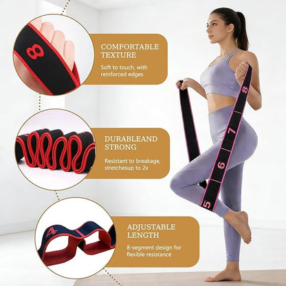 Fitness Resistance Band with Numbered Sections,2026 Elastic Tension Band Exercise Pull Rope,Fitness Resistance Band for Stretching&Yoga,Adjustable Bands for Full Body Stretching Shaping(8,12 Section)