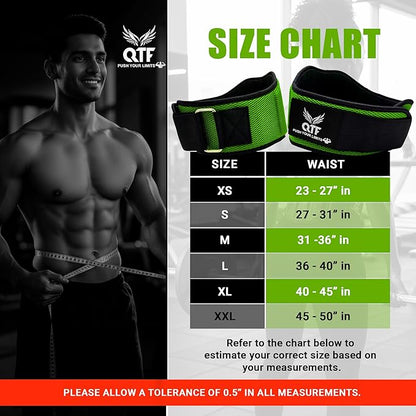 QTF Fitness Neoprene Weight Lifting Belt - Adjustable 6" Gym Support for Stability & Lumbar Support - Sweat Resistant Weightlifting Belt for Men & Women for Squats, Deadlifts & Bench Presses