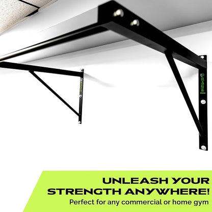 Rage Fitness Heavy-Duty Wall Mounted Pull Up Bar - 500 lbs Weight Capacity | Maintain Upper Body Strength & Core Stability | Space Efficient Steel Chin Up Black Bar for Home & Gym Versatile Workouts
