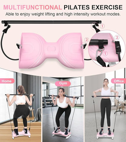 Waist Twist Machine Exercise,Ab Twist Board with Pilates Bar & Resistance Bands,Noiseless Ab Workout Machine For Women&Men Burn Fat,330 Lbs Capacity Fitness Exercise Equipment For Home.