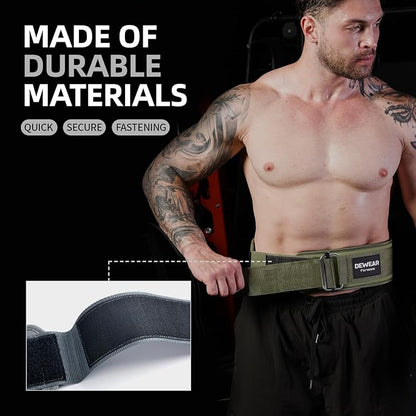 Durable Weight Lifting Belt, 4'' Wide Gym Belt for Bodybuilding, Powerlifting, Squats, Deadlift - Provides Lumbar Support & Stability for Men & Women