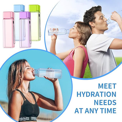 mwellewm 24Pcs Water Bottles Bulk 17 Oz Reusable Plastic Water Bottle Spill Proof Clear Colorful Gym Sports Large Drink Bottle for Adult Leak Square Pack for School Outdoor Fitness Travel Office