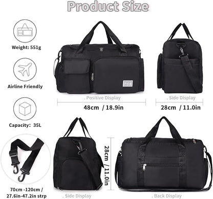 FIORETTO Women's Gym Duffle Bag with Shoes Compartment, 30L Capacity, Ideal for Travel, Gym, Sports, Duffel, Weekender