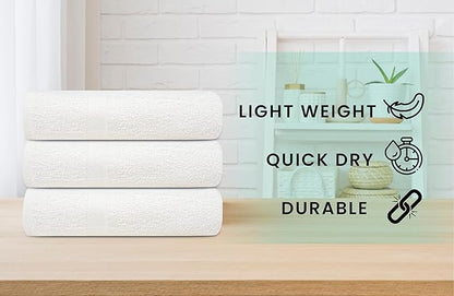 ZUPERIA White Bath Towels Bulk 24 Pack (24 x 48 Inches) - 100% Cotton Economy Light Weight Towels for Commercial Use - Quick Dry, Ultra-Soft, and Absorbent Bulk Towels