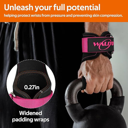 Weight Lifting Wrist Strap，Double Layer Leather Wrist Wraps with Neoprene Padding for Weightlifting & Deadlifts – Adjustable Gym Straps for Men & Women