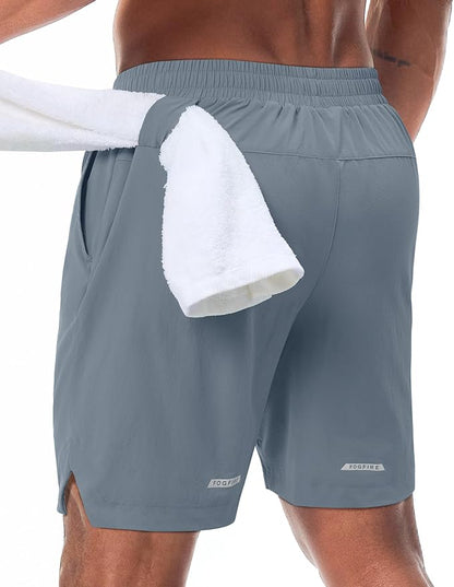 Running Shorts for Men 7 inch Inseam 2 in 1 Quick Dry Athletic Gym Workout Tennis Shorts with Phone Pockets