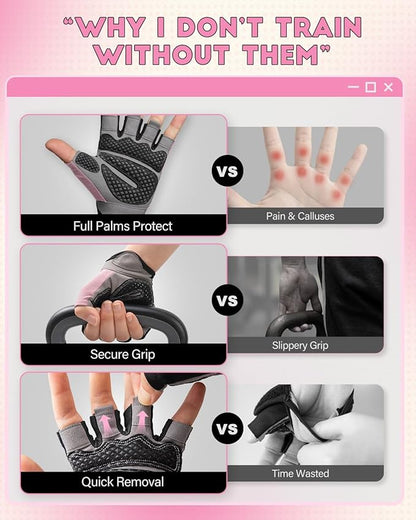 VINSGUIR Workout Gloves for Men and Women, Weight Lifting Gloves with Excellent Grip, Lightweight Gym Gloves for Weightlifting, Cycling, Exercise, Crosstraining, Pull ups, Fitness, Climbing and Rowing