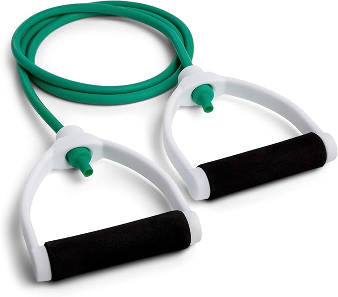 Champion Sports Resistance Tube Bands for Men and Women, 10 lbs - 100 lbs Resistance - Durable Stretch Fitness Band for Strength Training, Stretching, Rehabilitation - Premium Home Workout Equipment