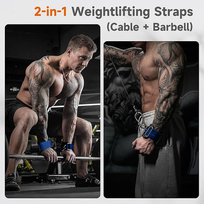 Non-Slip Gym Wrist Sraps for Weightlifting, Double Rubber Weight Lifting Straps with D Rings for Cable Machine Workout, Wrist Wraps with Cushion Wrist Loop for Men Women Deadlift