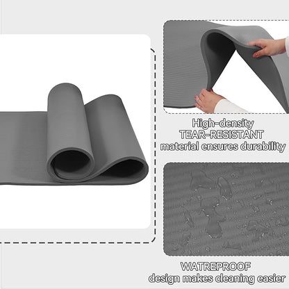 Fitvids Yoga Mat, 1/2-Inch Extra Thick High Density Exercise Mat, Anti-Tear Exercise Yoga Mat with Carrying Strap, Suitable for Various Yoga Exercises
