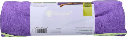 Gaiam Yoga Towel - Mat Sized Active Dry Non Slip Moisture Wicking Sweat Absorbent Microfiber Hot Yoga Towel for Women & Men | Stay-Put Corner Pockets (70" Long x 26" Wide)