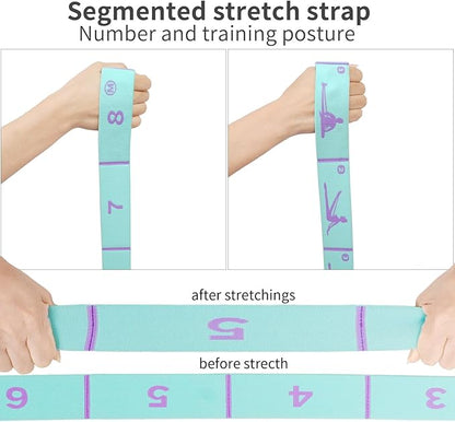 2 PCS Adjustable Extended Children's Stretching Straps with 8 Loops, Multi-Functional Elastic Stretch Bands for Gymnastics, Dance, Latin Training, Ballet, Exercise, Yoga