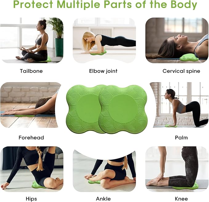 2 Pack Yoga Knee Pads Mat Set - Extra Thick Foam Kneeling Pad Cushion for Knees, Elbows, Wrists, Head - Yoga Essentials for Women Men, Non-Slip Pilates, Meditation, Floor Workouts
