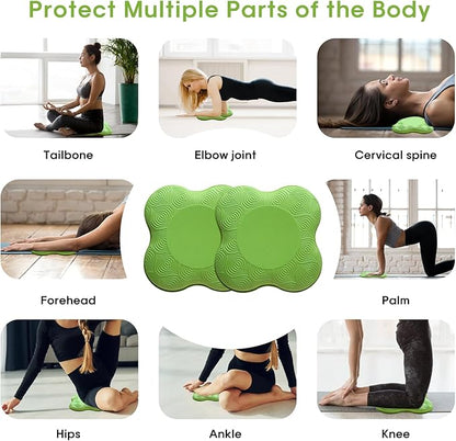2 Pack Yoga Knee Pads Mat Set - Extra Thick Foam Kneeling Pad Cushion for Knees, Elbows, Wrists, Head - Yoga Essentials for Women Men, Non-Slip Pilates, Meditation, Floor Workouts