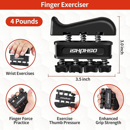 Adjustable Grip Strength Trainer Kit 5-in-1 with Counter, Hand Gripper & Finger Exerciser for Forearm Strength, Physical Therapy for Carpal Tunnel & Arthritis, Portable Workout Equipment for Rock Climbing & Gym, Gifts for Men