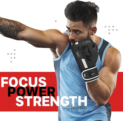BEAST RAGE Boxing Gloves Muay Thai Kickboxing MMA Fight Bag Training Punch Hitting Workout Men Women Sparring Fitness Mitts Heavy Padded Martial Arts Sports