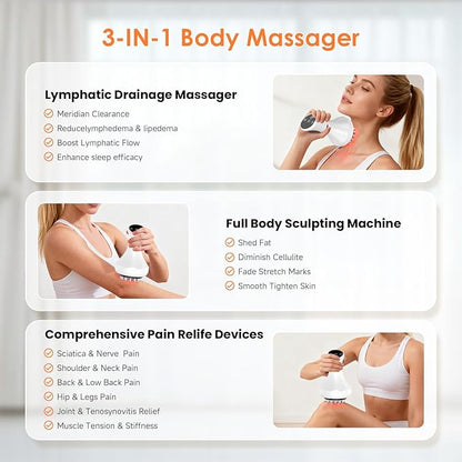 Body Sculpting Machine, Lymphatic Drainage Massager & Anti Cellulite Massage Tool, Helps Reduce Stretch Marks & Cellulite, Targeted Relief for Sciatica, Nerve, Hip, Joint & Muscle and Lower Back Pain