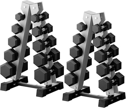 RitFit 250LB/300LB/350LB/550LB/650LB Rubber Hex Dumbbell Sets with Weights Rack, Multiple Color Choices Available, Great Gym Equipment for Home, Strength Training, Workouts