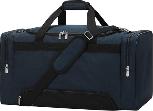 24 inch Gym Bag with Shoe Compartment - 55L Mens Duffle Bag for Sport Travel Workout-Navy Blue