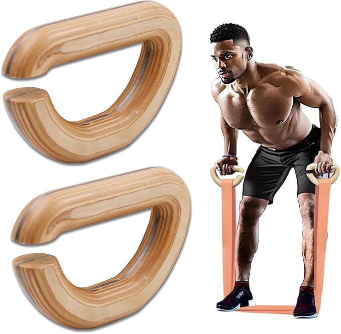 Lights Mountain Wooden Resistance Bands Handles Versatile Exercise Handles with Anti-Slip Grip Tapes for Elastic Band Workouts Home Gym Strength Training and Full-Body Workouts