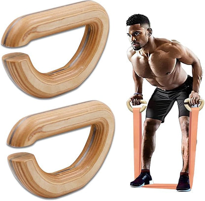 Lights Mountain Wooden Resistance Bands Handles Versatile Exercise Handles with Anti-Slip Grip Tapes for Elastic Band Workouts Home Gym Strength Training and Full-Body Workouts