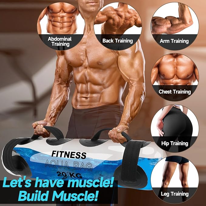 KOMCLUB Aqua Bag Workout, Adjustable Training Bag and Power Bag with Water, Core and Balance Trainer, Portable Stability Fitness &Full Body Exercise Equipment for Weight