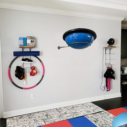 Pmsanzay Wall Mounted Half Ball Balance Trainer Holder, Sturdy Stainless Steel Balance Trainer Storage Rack, Half Yoga Exercise Ball Display Holder for Home Gym,Studios - No Balance Trainer