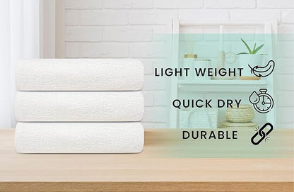 ZUPERIA White Bath Towels Bulk 24 Pack (20 x 40 Inches) - 100% Cotton Economy Light Weight Towels for Commercial Use - Quick Dry, Ultra-Soft, and Absorbent Bulk Towels