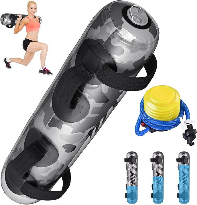 AW Foldable Adjustable Aqua Bag Exercise Water Weight Portable Strength Training Home Gym Workout Cardio Sport Fitness,Camouflage Gray,Pink,Gray