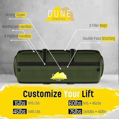 Sandbags for Working Out (Unfilled) - Enhance Your Fitness with Our Workout Sandbag, Versatile & Durable Sand Bags for Weight Training 15-75 lbs - Sandbags for Fitness Guide Included