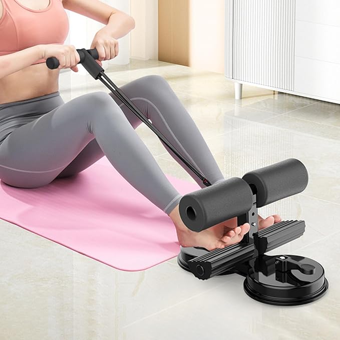 cdar Sit-up Assistant Bar with Resistance Band Abdominal Core Training Sit-up Foot Holder with Dual Suction Cups Home Gym Exercise Equipment