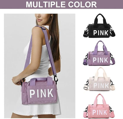 Mini Small Crossbody Bag Gym Bag for Women Men, Cute Small Duffle Bag Aesthetic Sports Handbag, Waterproof Gym Tote Bag Portable Fitness Shoulder Bag for Sports Travel (Purple-a)