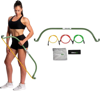 Gorilla Bow Lite Resistance Band Bar System, All-in-One Home Gym Equipment for Full Body Workout, Portable Fitness Bow with Bands for Strength Training