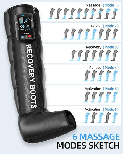 YINGGG Leg Massager with Heat and Compression: Cordless Recovery System for Improved Circulation, Professional Foot Massage Boots with 5 Massage Areas, 8 Intensities(Two Legs)-Small