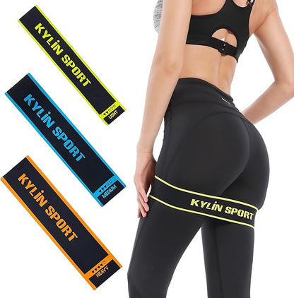 KYLIN SPORT Fabric Loop Resistance Band Non-Slip Workout Bands Hip Bands Hip Booty Exercise Resistance Band Workout Loop Bands for Legs and Butt, Activate Glutes and Thigh (Set of 3)