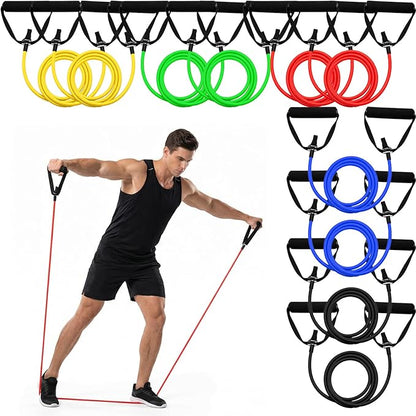 10 Pcs Resistance Bands with Handles Exercise Stretch Bands for Exercise Woman Man Training Physical Therapy Workouts Fitness