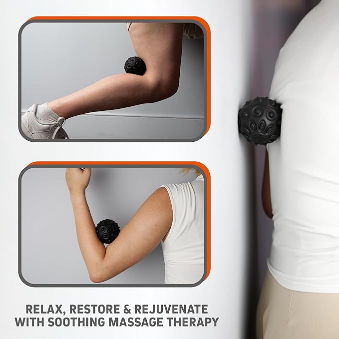 FirstHealth Vibrating Massage Ball, Silicone Recovery Roller with 2 Massage Speeds, Textured Massager Ball for Muscles and Tissues, Post-Workout Recovery Device, Battery Operated and Easy to Clean