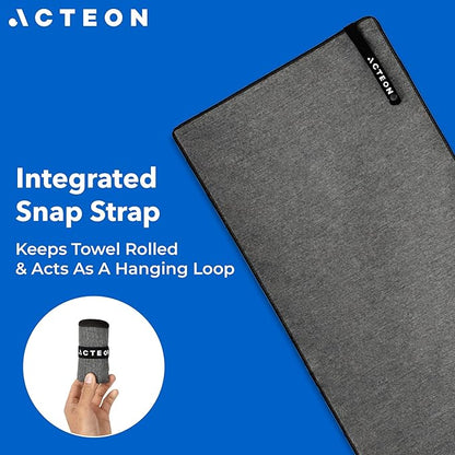 Acteon Microfiber Quick Dry Gym Towel, Silver ION Odor-Free Absorbent Fiber, Fast Drying, Men & Women Workout Gear for Body Sweat, Working Out, Towels Charcoal Grey