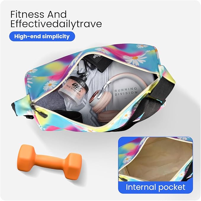C&F BOGMOST Small Gym Bag for Women & Men,Small Lightweight Duffel Bag Carry On Bags Mini Duffel Travel Bag Waterproof Sports Bags for Workout/Sport/Trave,Colorful Flowers